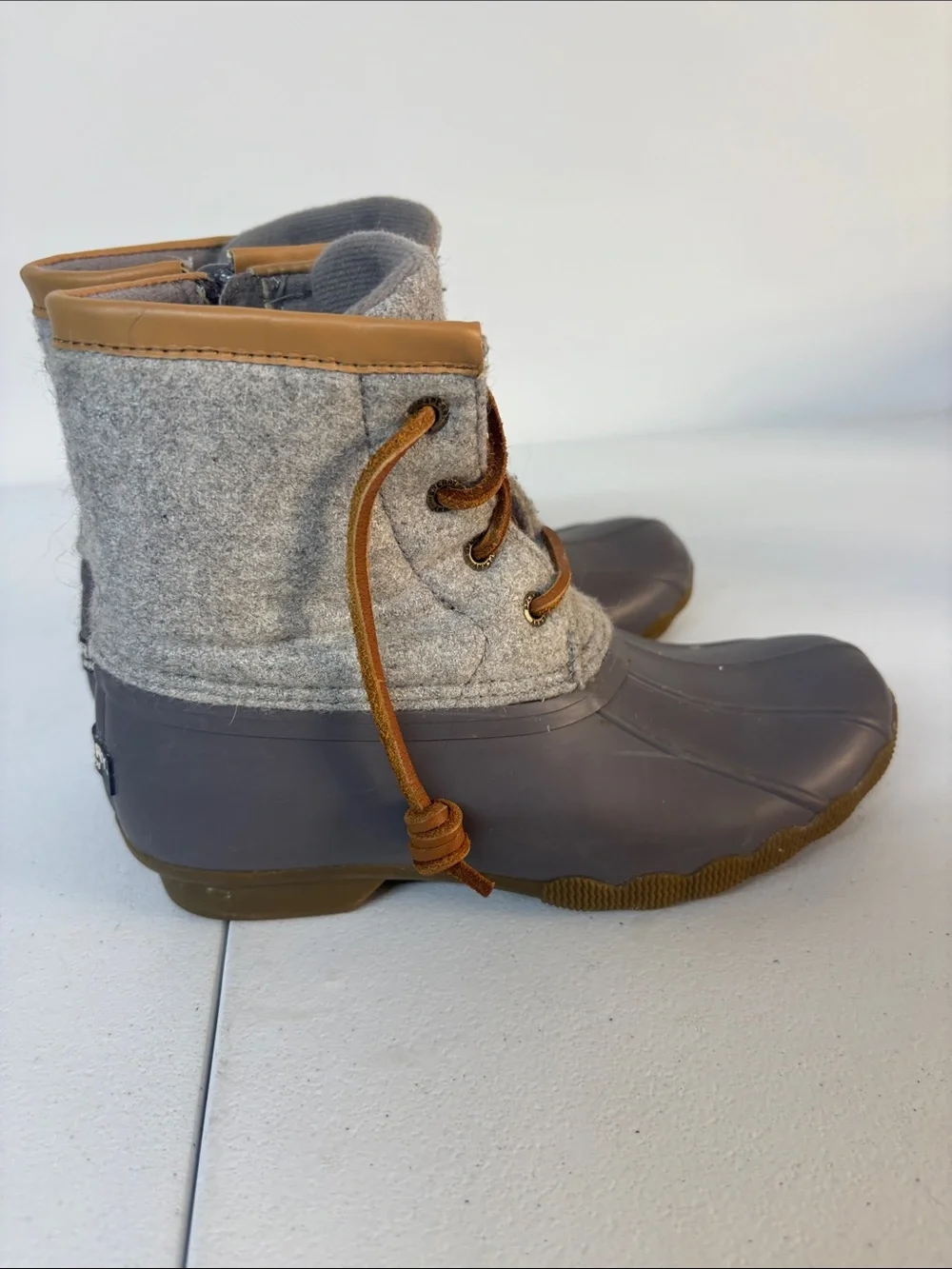 Sperry Kids Gray and Tan Waterproof Duck Boots